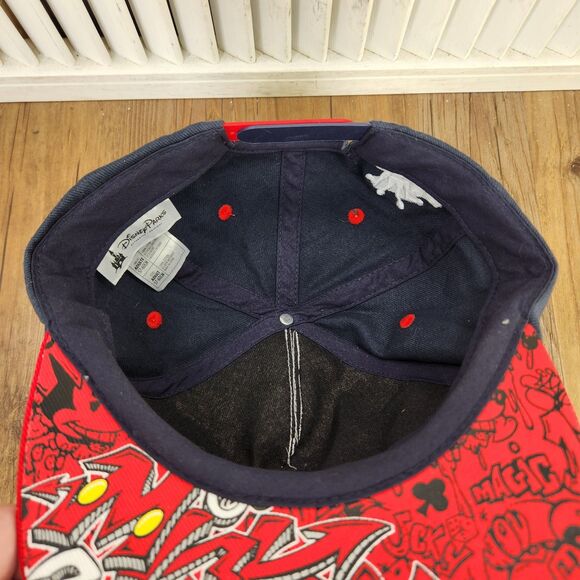 Disney Parks Mickey Mouse Graffiti Snapback Hat Cap Red Blue Cartoon Flat Bill - Picture 10 of 11